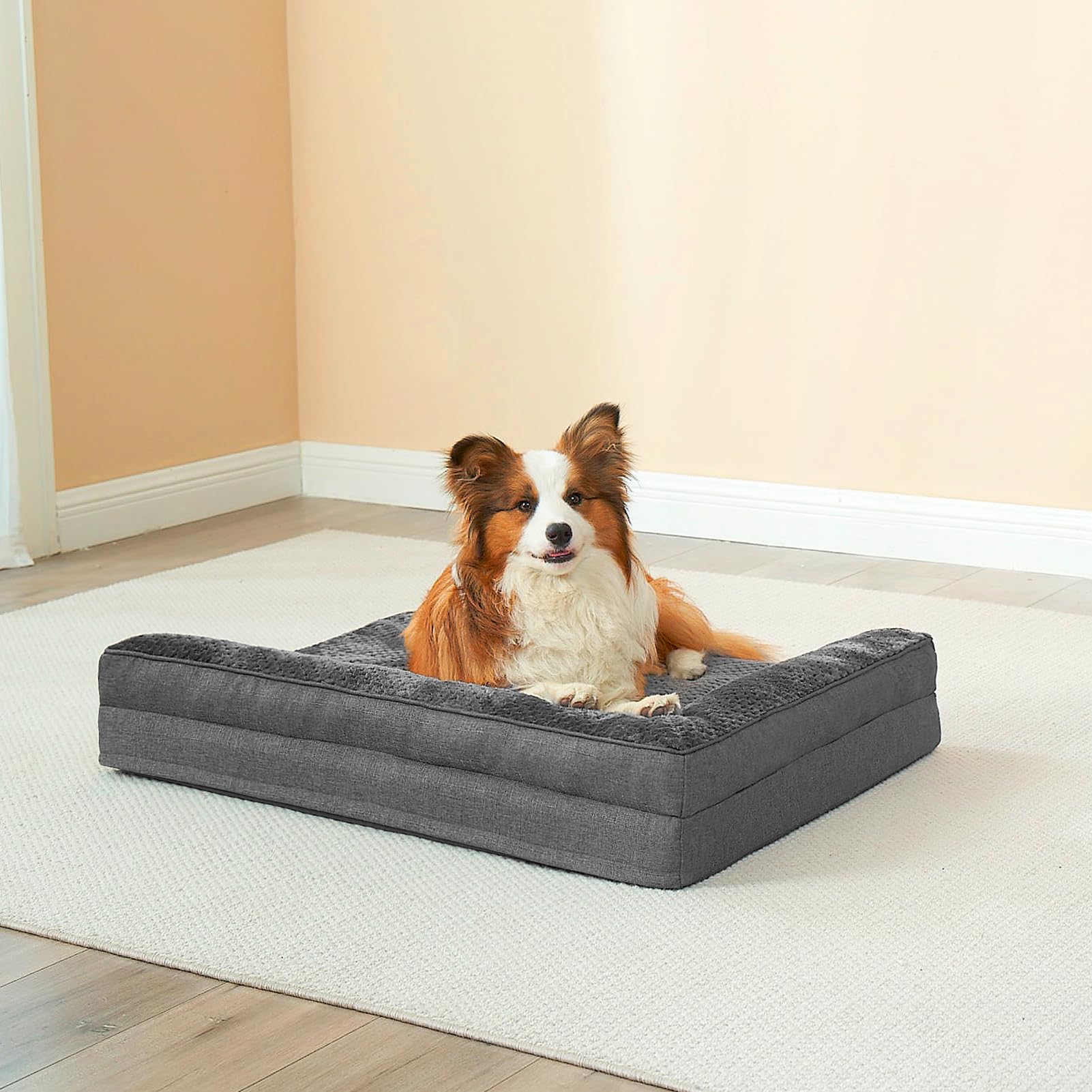 EHEYCIGA Memory Foam Dog Bed – Orthopedic, Waterproof, Non-Slip, 30x20x6 in (Dark Grey)