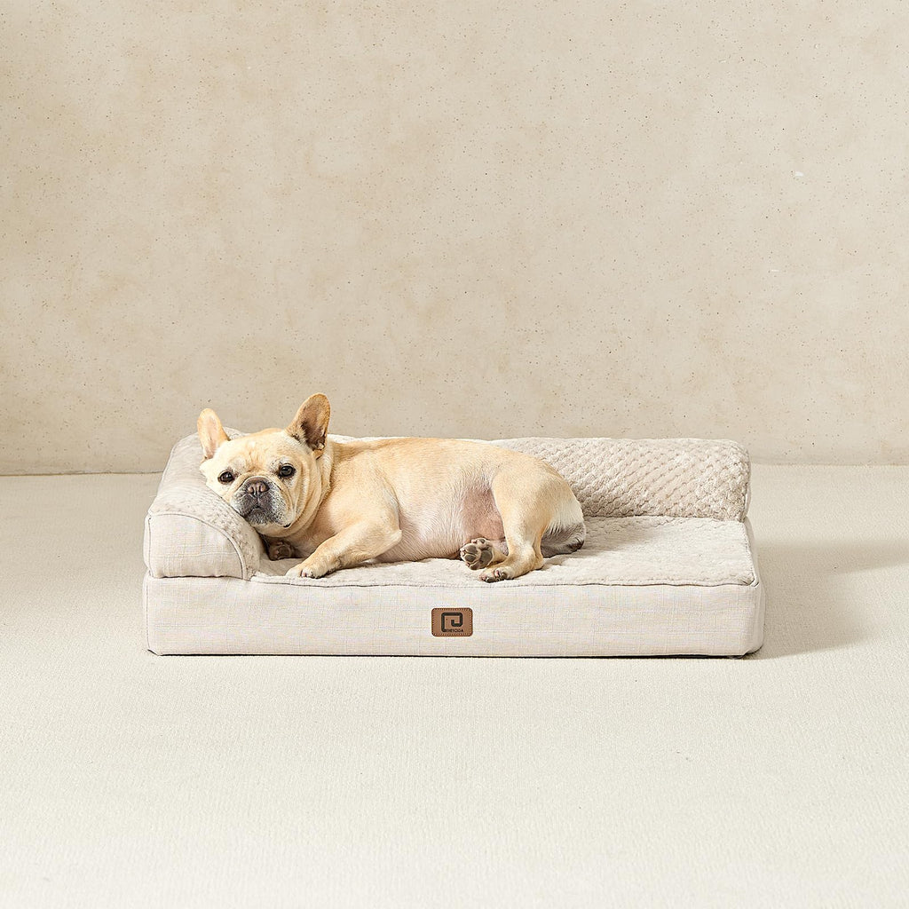 EHEYCIGA Memory Foam Dog Bed – Orthopedic, Waterproof, Removable Cover, 30x20x6 in Beige
