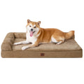 EHEYCIGA Memory Foam Dog Bed Large – Orthopedic L-Shape, Waterproof Liner, 35x23x6 in, Camel