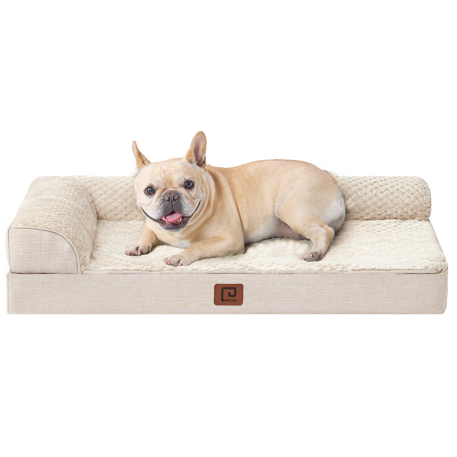 EHEYCIGA Memory Foam Dog Bed – Orthopedic, Waterproof, Removable Cover, 30x20x6 in Beige