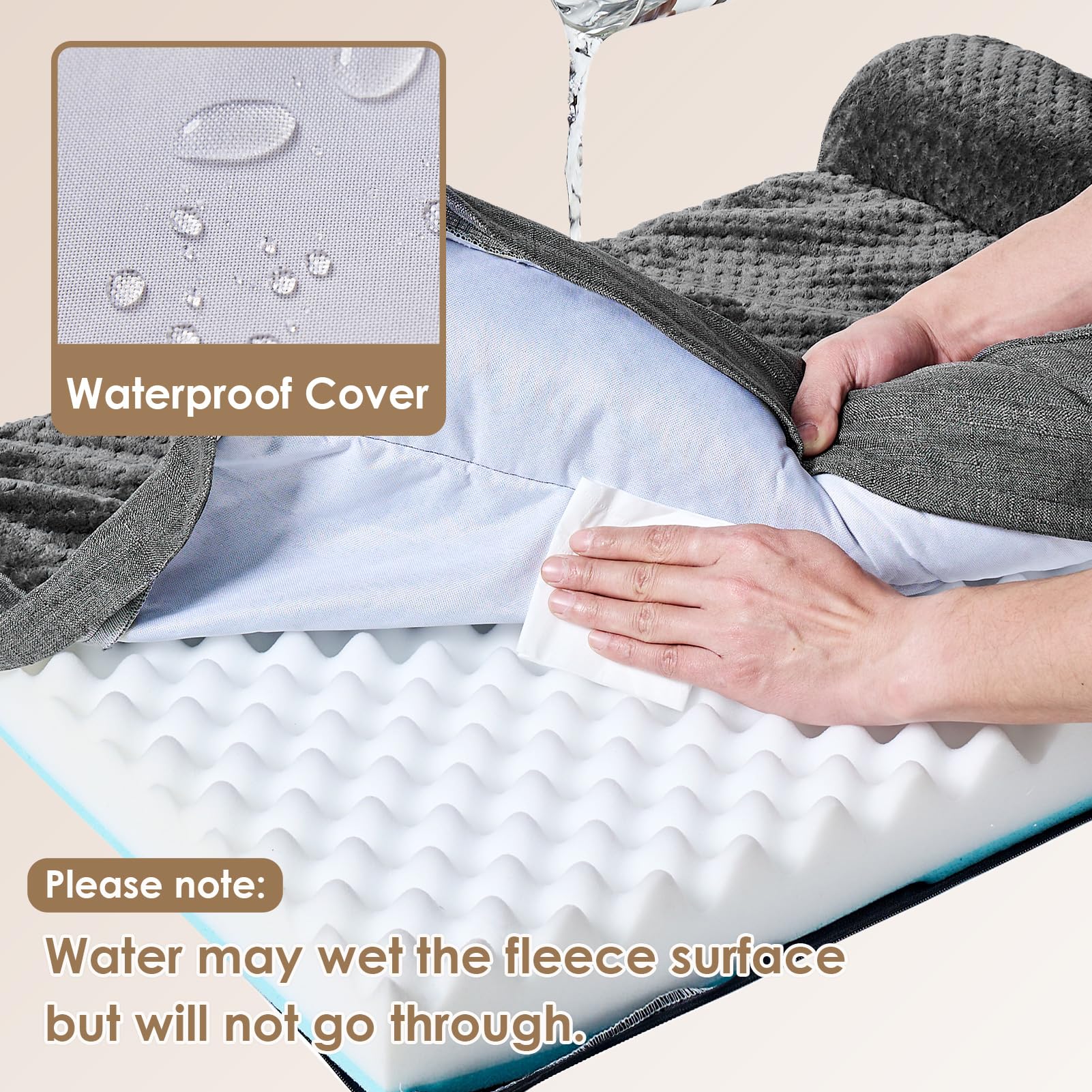 EHEYCIGA Memory Foam Dog Bed – Orthopedic, Waterproof, Non-Slip, 30x20x6 in (Dark Grey)