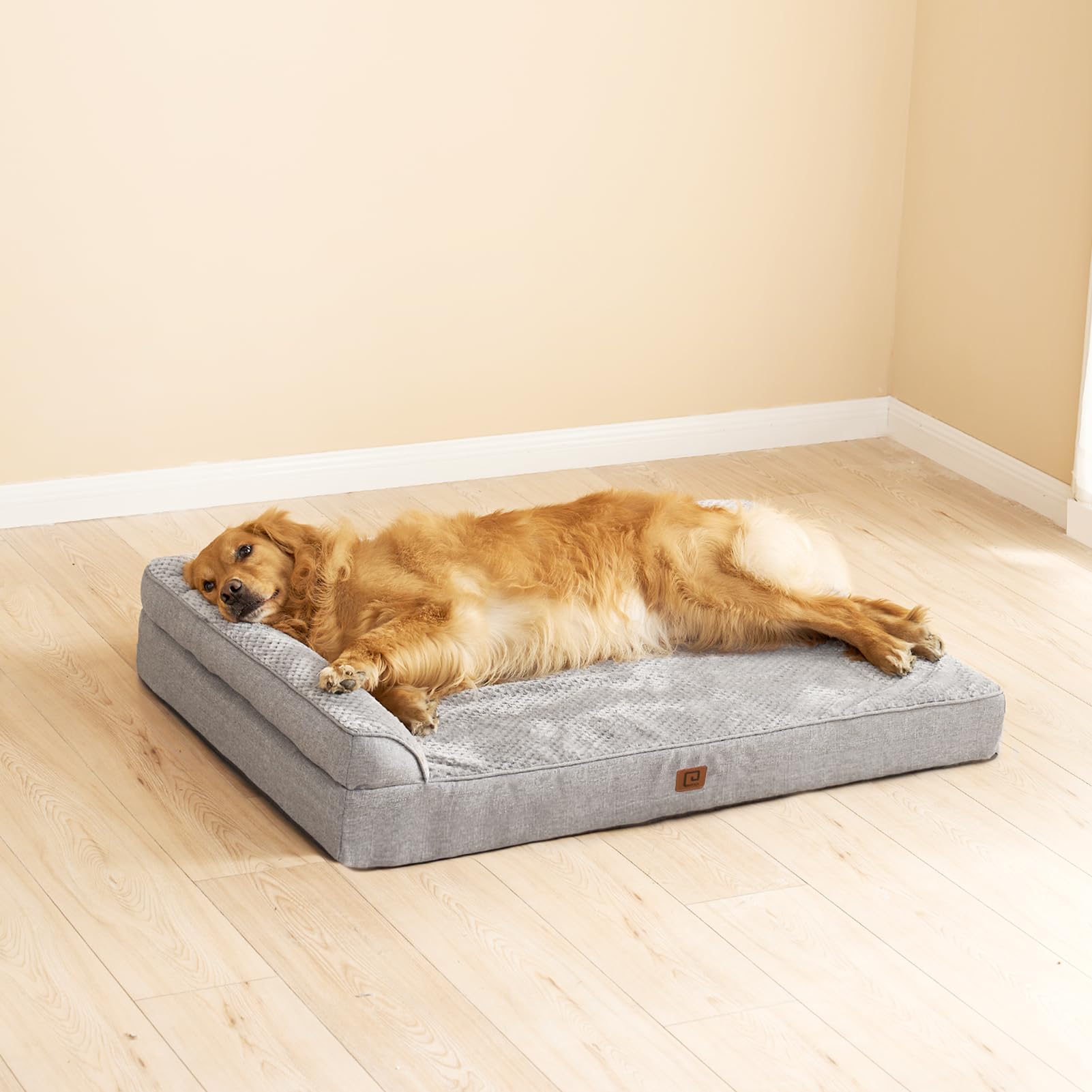 EHEYCIGA Memory Foam Dog Bed XXL | Orthopedic, Waterproof, Washable Cover – 48x36x7 in Grey
