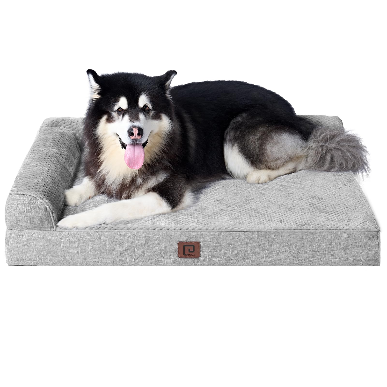 EHEYCIGA Memory Foam Dog Bed XXL | Orthopedic, Waterproof, Washable Cover – 48x36x7 in Grey