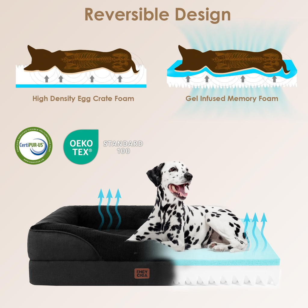 EHEYCIGA Memory Foam XL Dog Bed – Extra Large Orthopedic Sofa with Waterproof Liner
