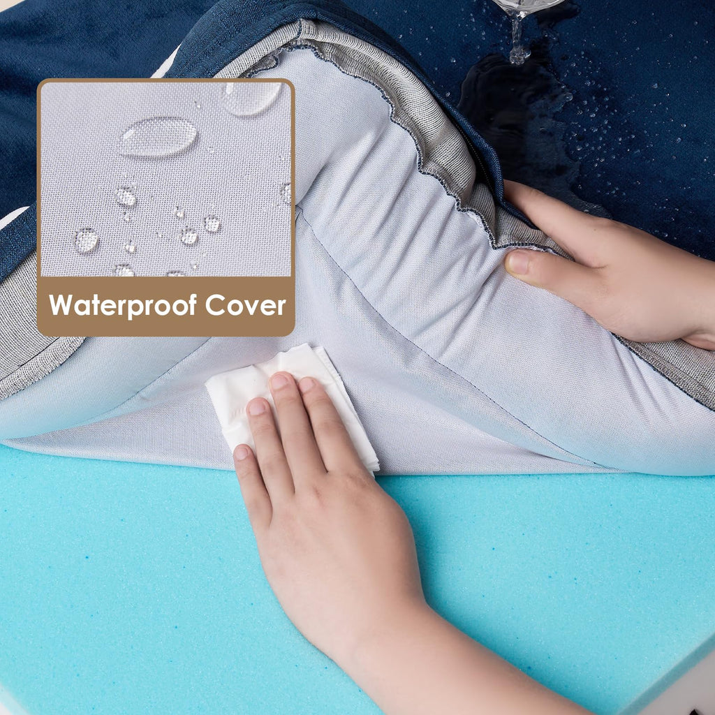 EHEYCIGA Egg-Crate Memory Foam Dog Bed – Waterproof, Large Navy (41 x 27 x 6.5 in)