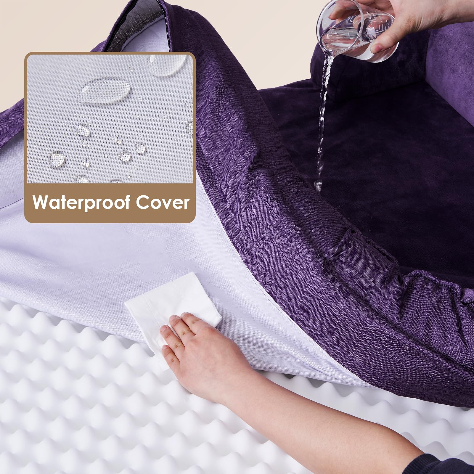 EHEYCIGA Orthopedic XL Dog Bed – Waterproof Memory Foam with Bolsters | Purple