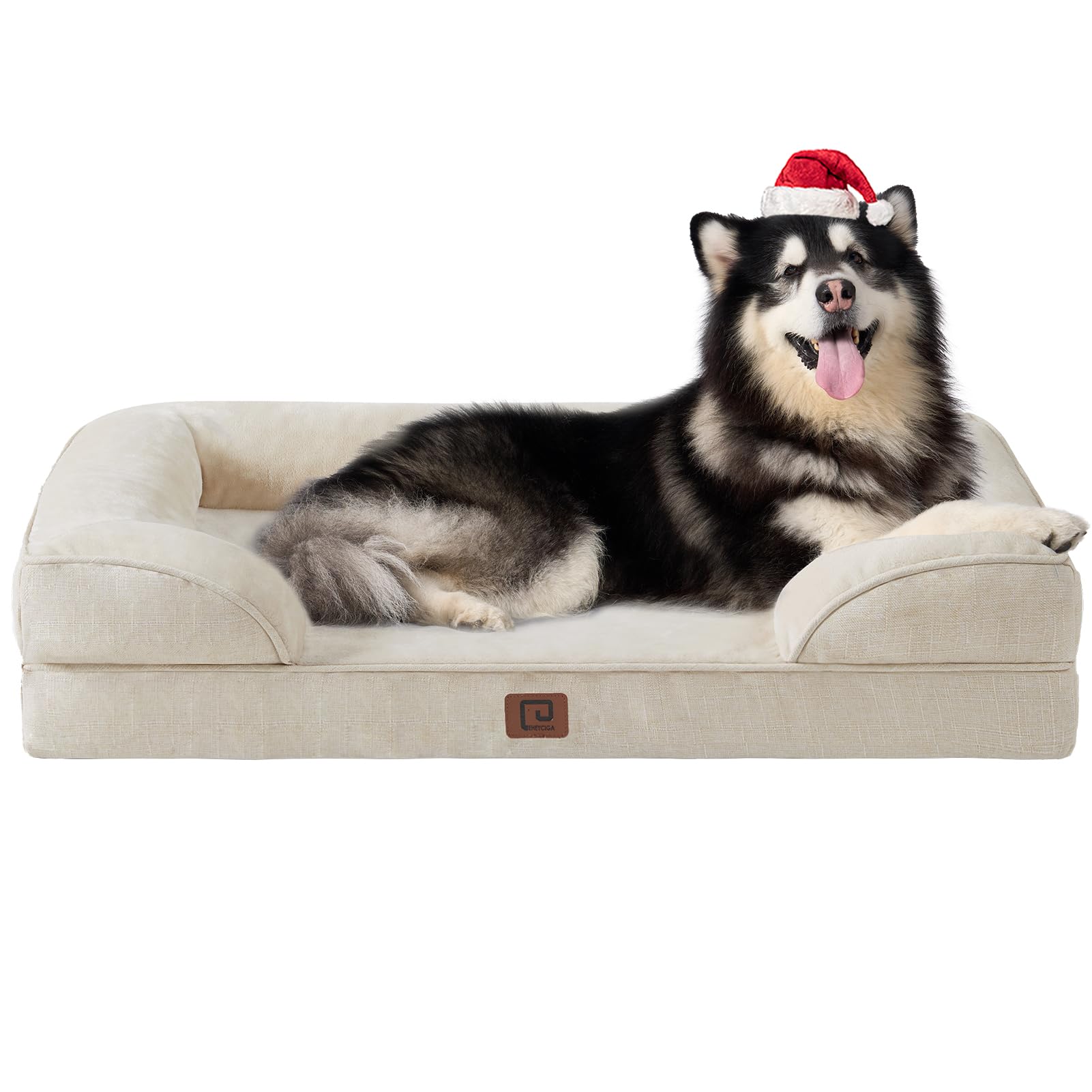 EHEYCIGA Orthopedic XXL Dog Bed – Waterproof Memory Foam, 3-Sided Bolsters, Non-Slip Bottom