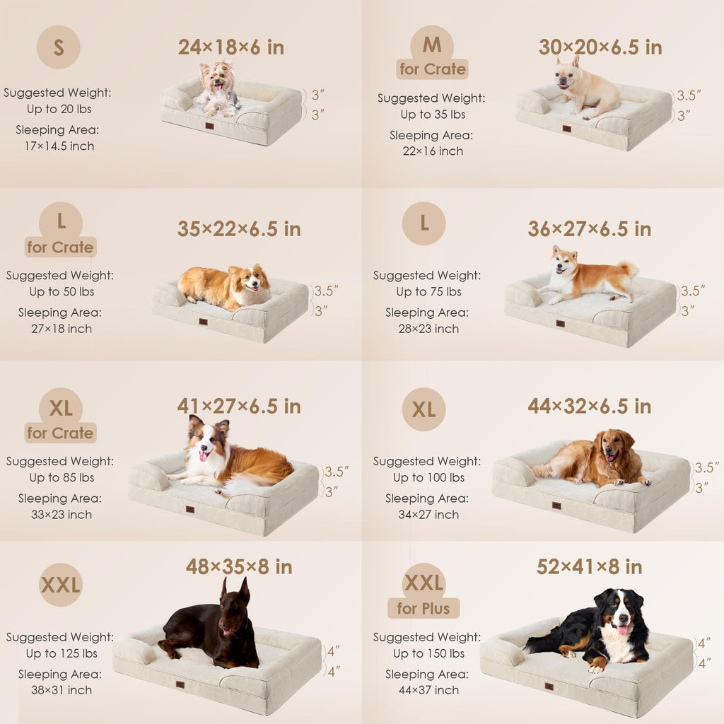 EHEYCIGA Orthopedic XXL Dog Bed – Waterproof Memory Foam, 3-Sided Bolsters, Non-Slip Bottom
