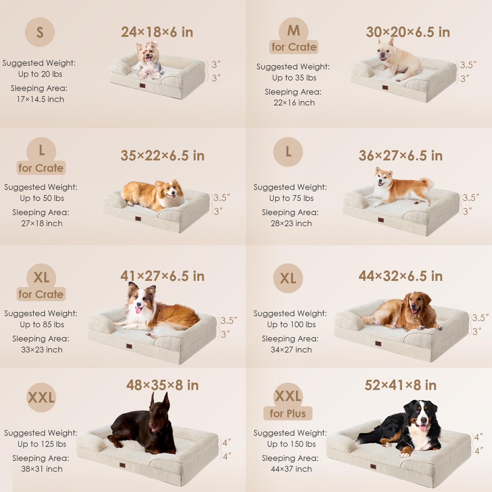 EHEYCIGA Orthopedic XXL Dog Bed – Waterproof Memory Foam, 3-Sided Bolsters, Non-Slip Bottom