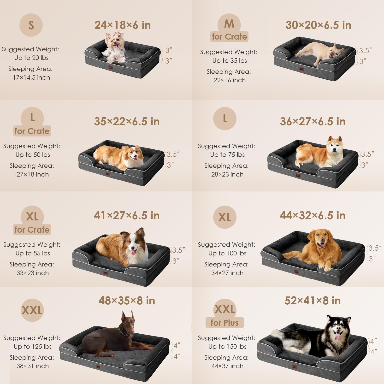 EHEYCIGA Orthopedic Dog Bed for Large Dogs | Waterproof Memory Foam & Bolsters