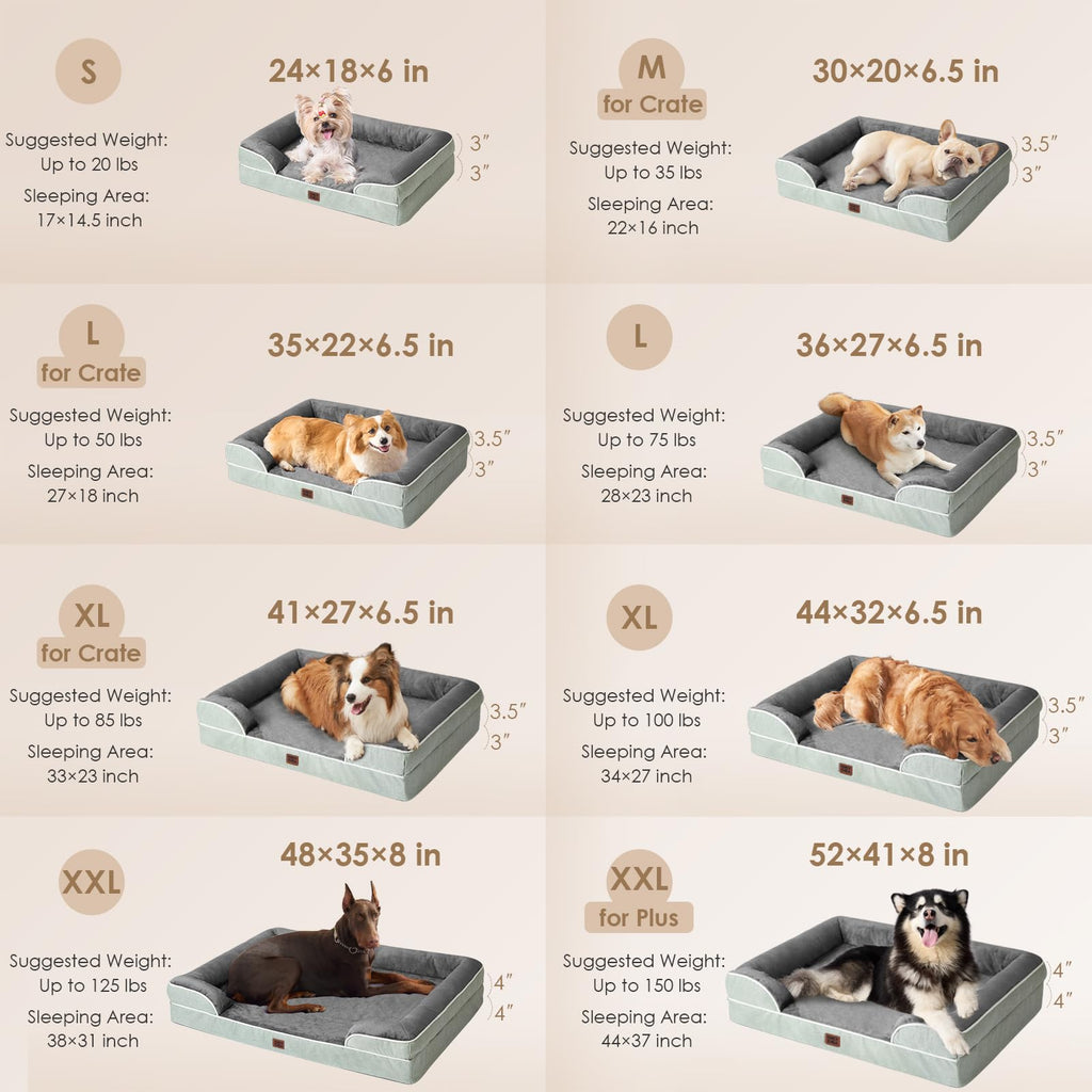 EHEYCIGA Orthopedic Dog Bed for Large Dogs – Waterproof Memory Foam Couch Bed