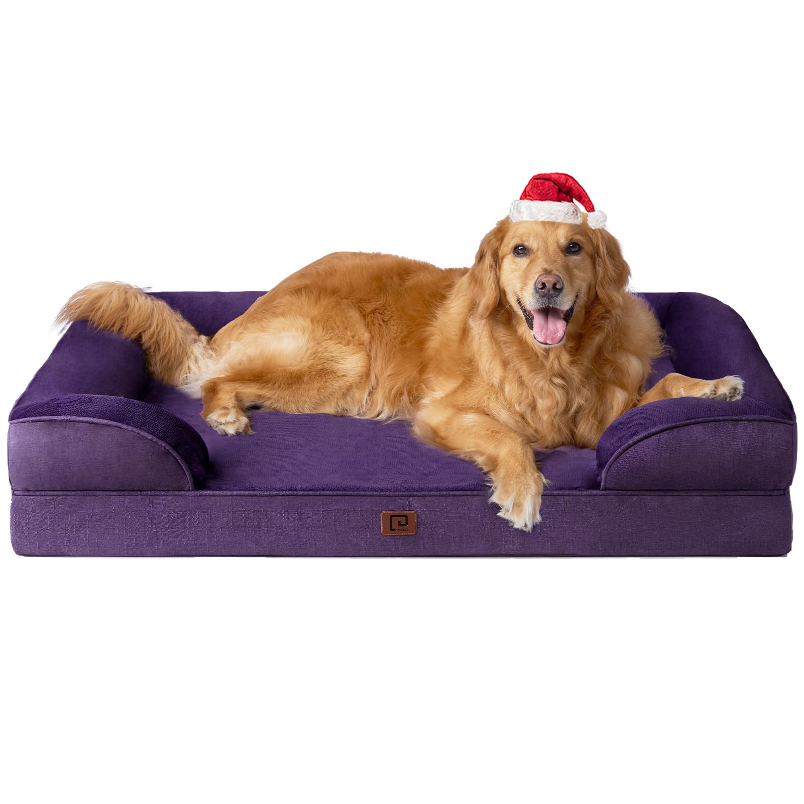 EHEYCIGA Orthopedic Large Dog Bed — Memory Foam, Waterproof Cover, Egg-Crate Foam, Purple
