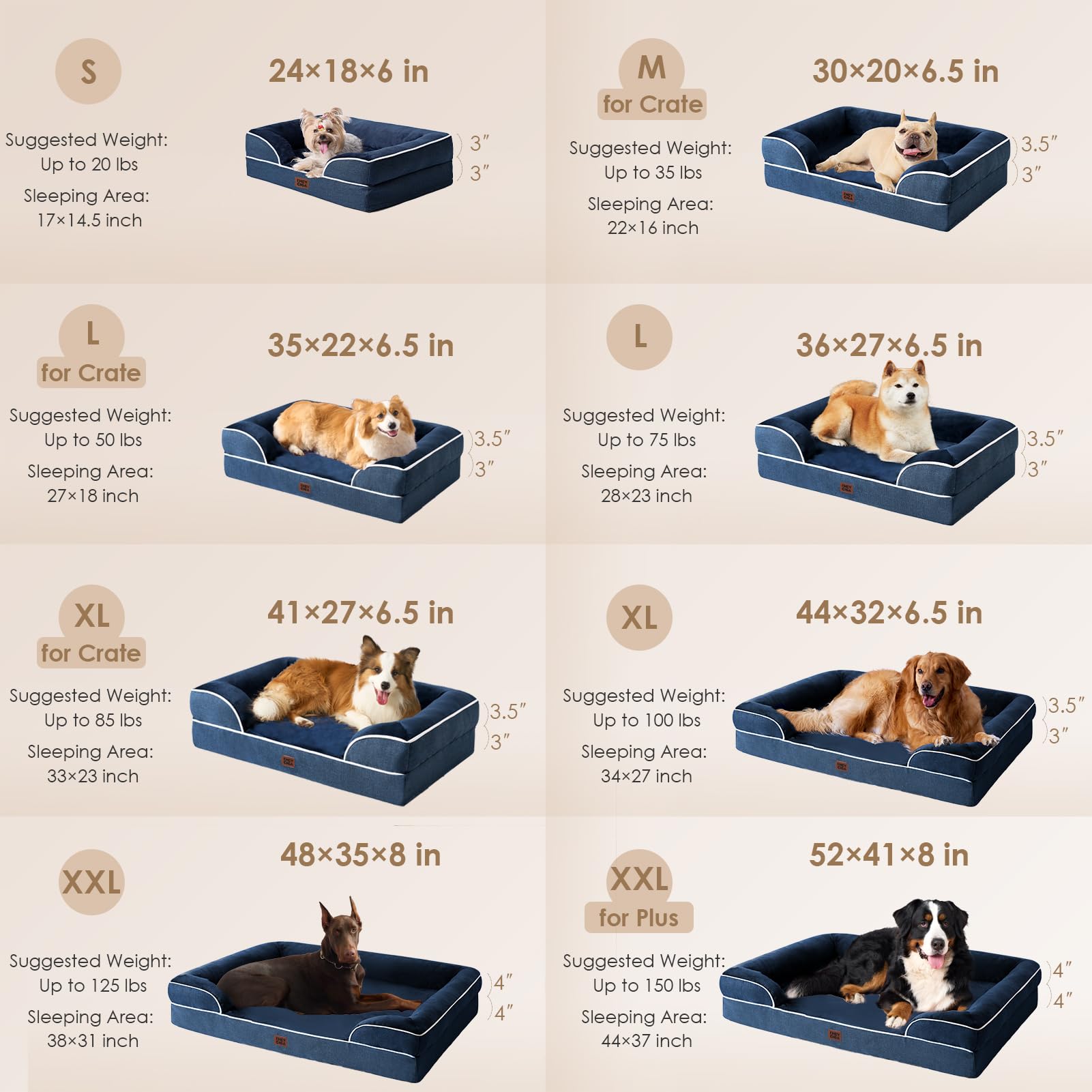 EHEYCIGA Orthopedic Dog Bed for Extra Large Dogs — Waterproof Memory Foam XXL Bed with 3-Sided Bolsters