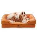 EHEYCIGA Orthopedic Large Dog Bed — Waterproof Memory Foam, Bolsters, Non-Slip (Pumpkin Orange)