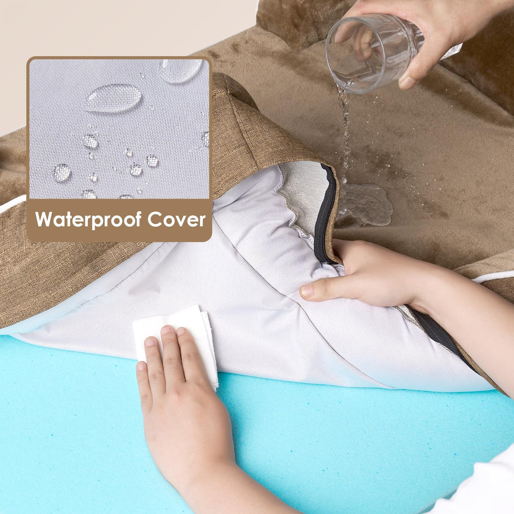 EHEYCIGA Orthopedic Dog Bed for Large Dogs — Waterproof Memory Foam, Washable Cover, Non-Slip, Camel