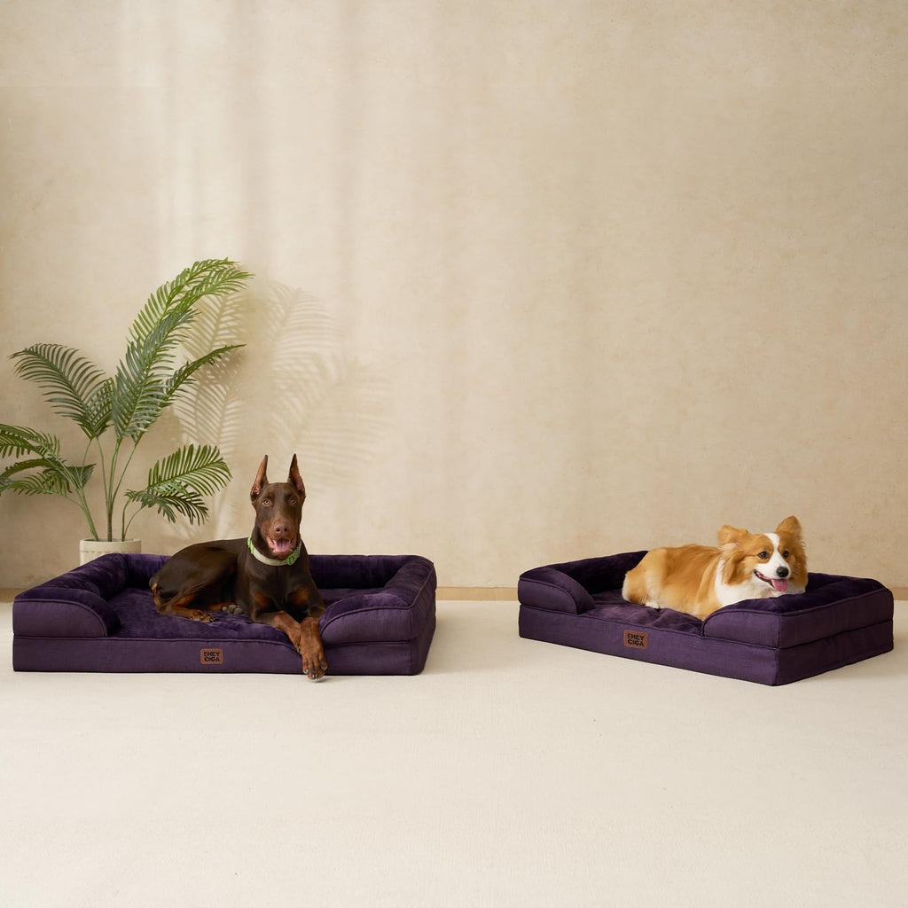 EHEYCIGA Orthopedic Large Dog Bed — Memory Foam, Waterproof Cover, Egg-Crate Foam, Purple