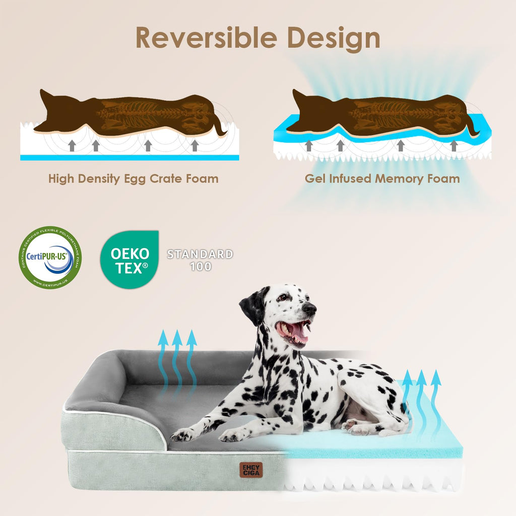 EHEYCIGA Orthopedic Dog Bed for Large Dogs – Waterproof Memory Foam Couch Bed