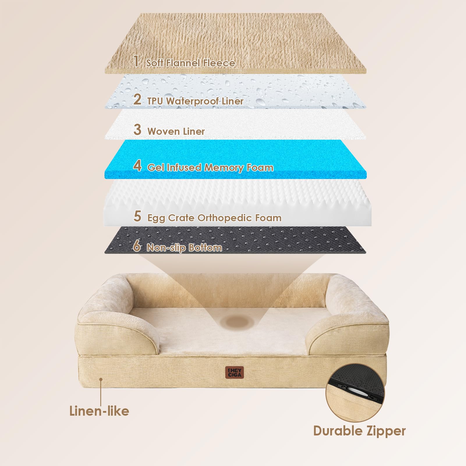 EHEYCIGA Orthopedic Dog Bed for Extra Large Dogs | Waterproof Memory Foam XL Pet Bed