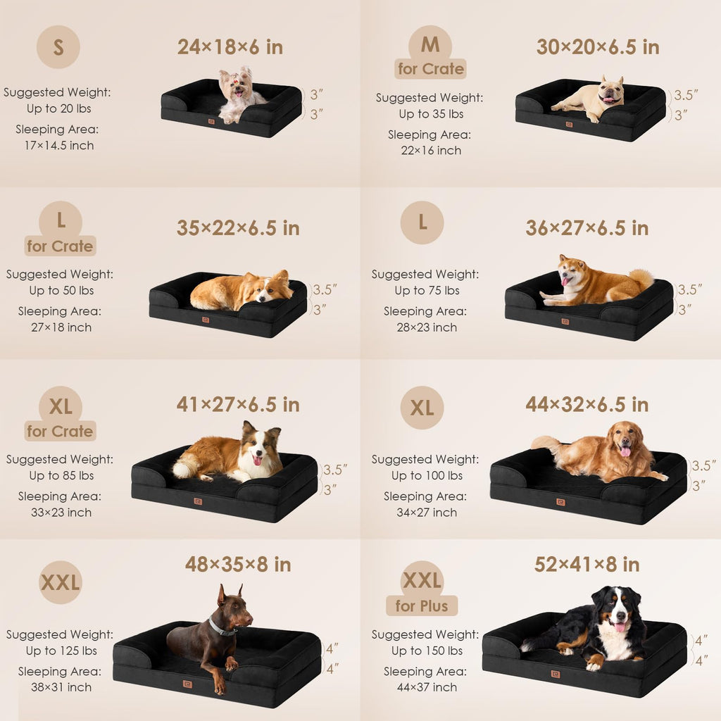 EHEYCIGA Orthopedic XL Dog Bed | Waterproof Memory Foam, Non-Slip, Washable Cover for Large Dogs
