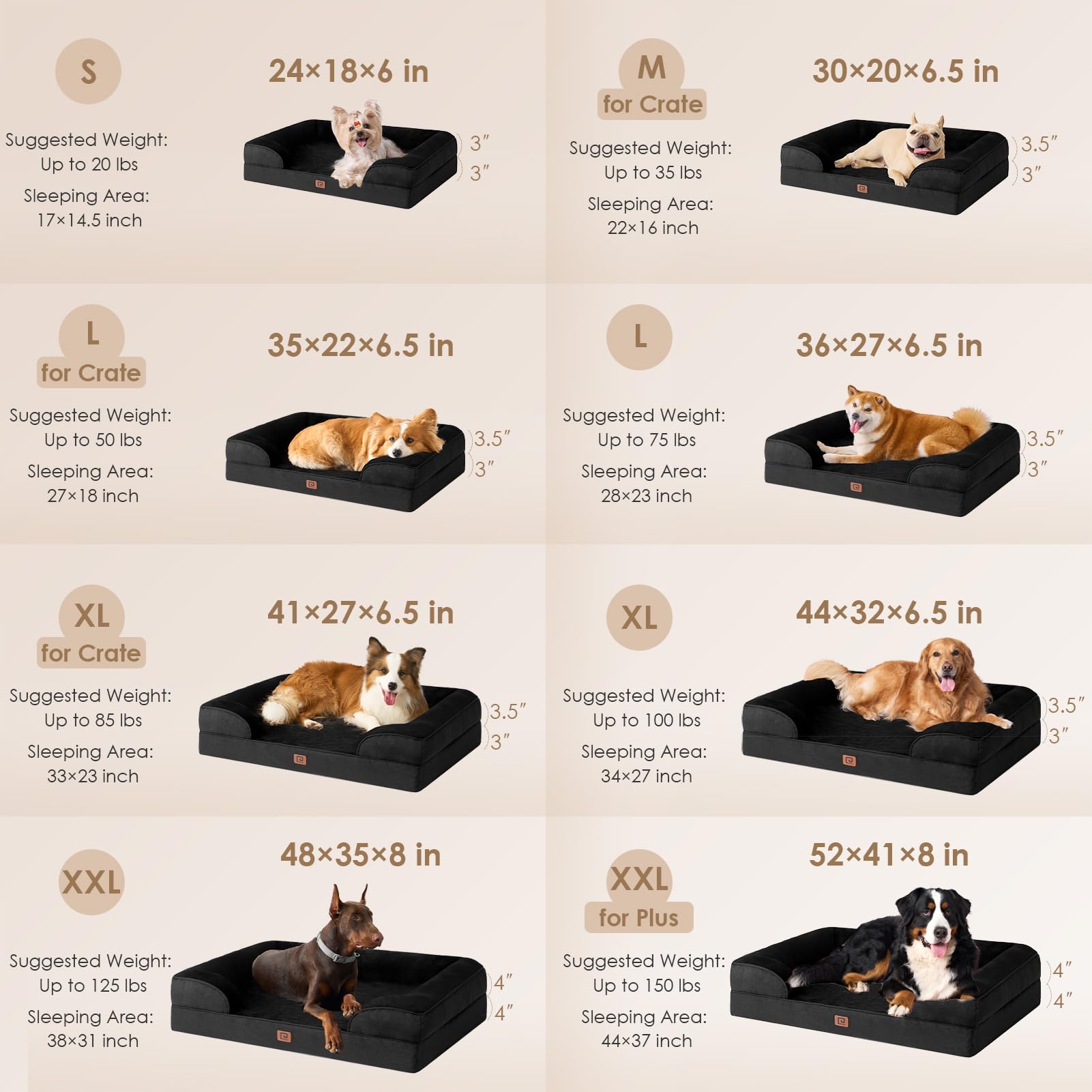 EHEYCIGA Orthopedic XL Dog Bed | Waterproof Memory Foam, Non-Slip, Washable Cover for Large Dogs