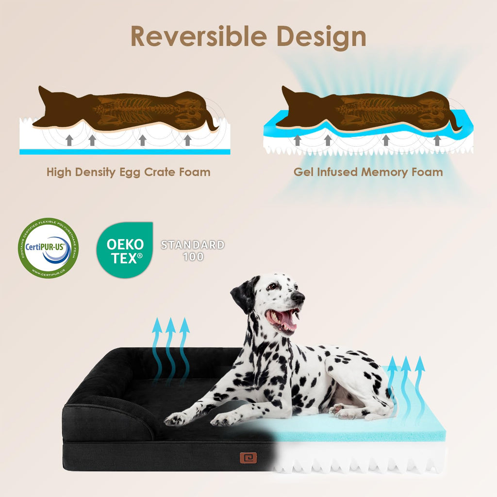 EHEYCIGA Orthopedic XL Dog Bed | Waterproof Memory Foam, Non-Slip, Washable Cover for Large Dogs