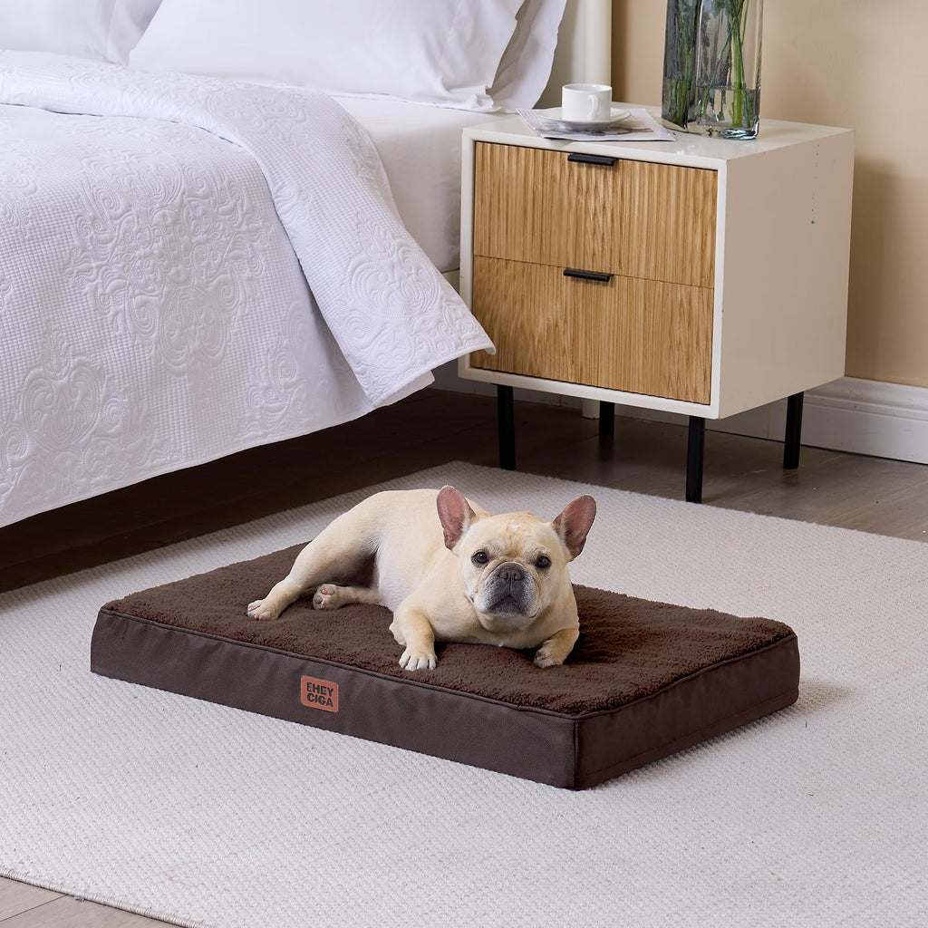 EHEYCIGA Orthopedic XXL Dog Bed for Jumbo Dogs — 47x29, Brown, Removable Cover