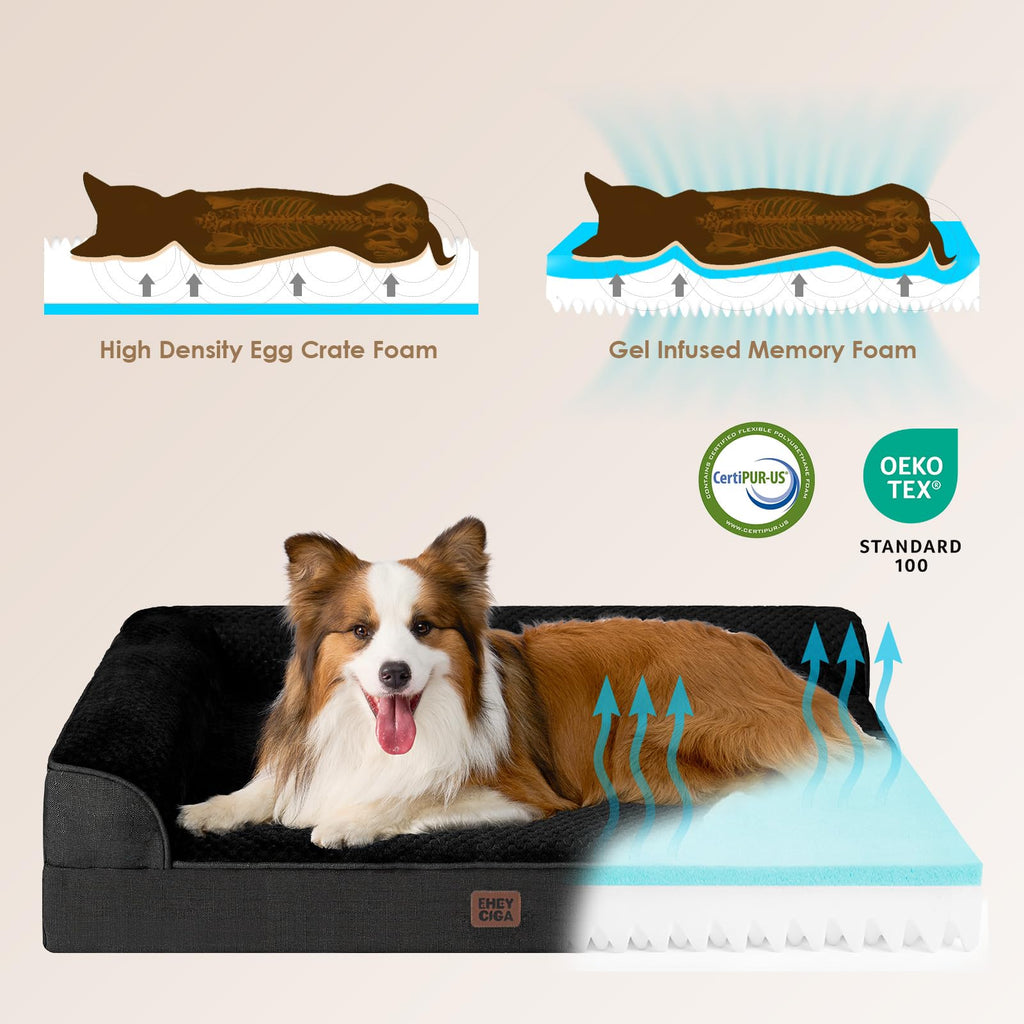 EHEYCIGA Memory Foam Dog Bed for Medium Dogs — Orthopedic, Waterproof, Washable Cover, Non-Slip