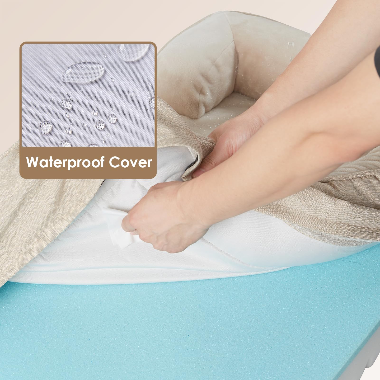 EHEYCIGA Orthopedic XXL Dog Bed – Waterproof Memory Foam, 3-Sided Bolsters, Non-Slip Bottom