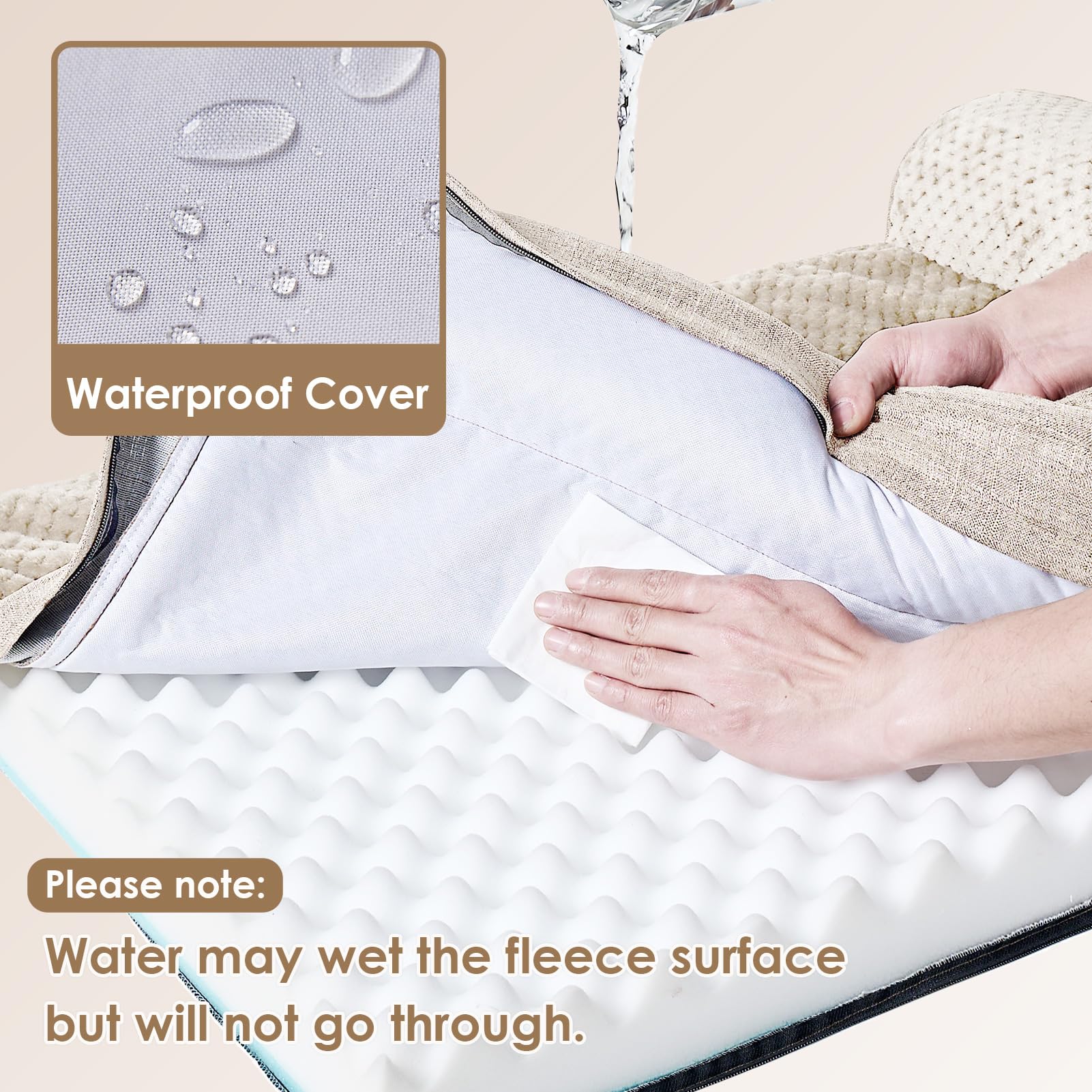 EHEYCIGA Memory Foam Dog Bed for Large Dogs | Orthopedic Crate Bed with Waterproof Liner