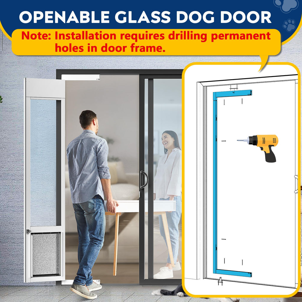 Eillion Large Dog Door for Sliding Glass Doors – Adjustable 75 7/8 to 81 Inches Height, All-Metal Frame