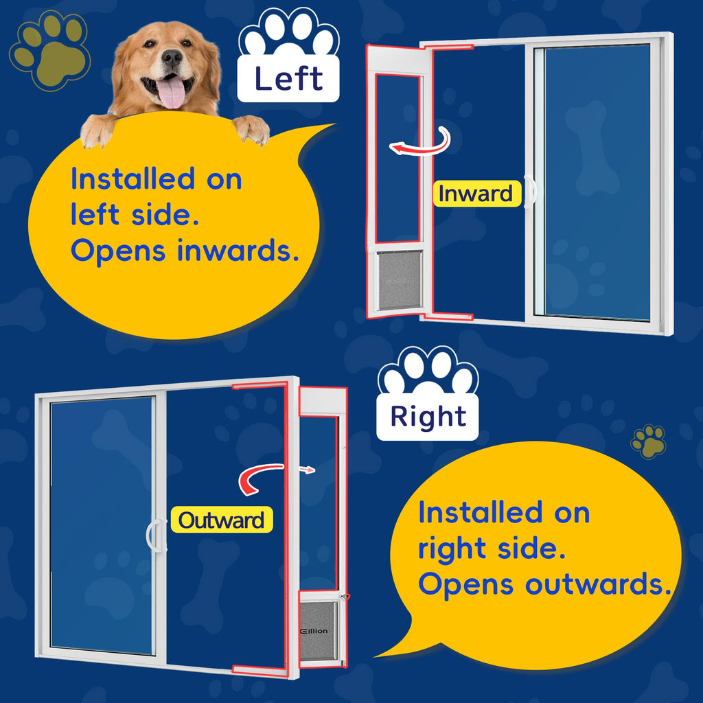 Eillion Large Dog Door for Sliding Glass Doors – Adjustable 75 7/8 to 81 Inches Height, All-Metal Frame