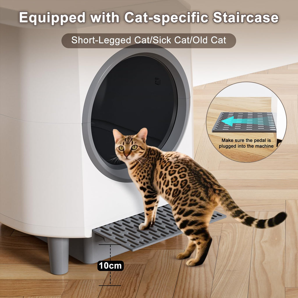 Ellenpent Automatic Litter Box – Self-Cleaning, Odor Control, 90L Capacity with APP & Safety Sensor
