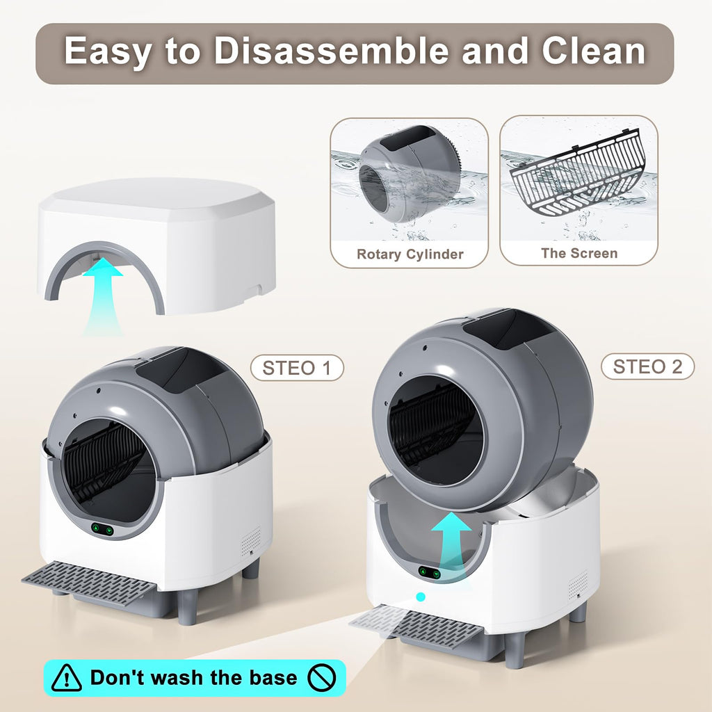 Ellenpent Automatic Litter Box – Self-Cleaning, Odor Control, 90L Capacity with APP & Safety Sensor