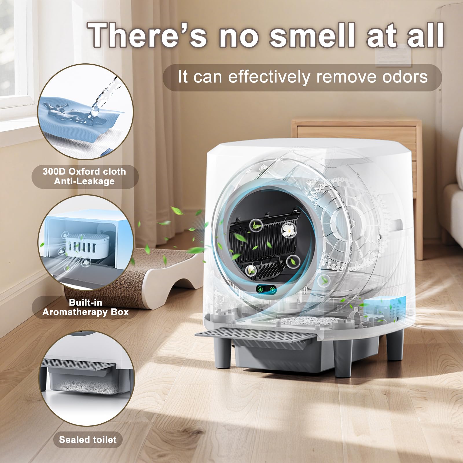 Ellenpent Automatic Litter Box – Self-Cleaning, Odor Control, 90L Capacity with APP & Safety Sensor