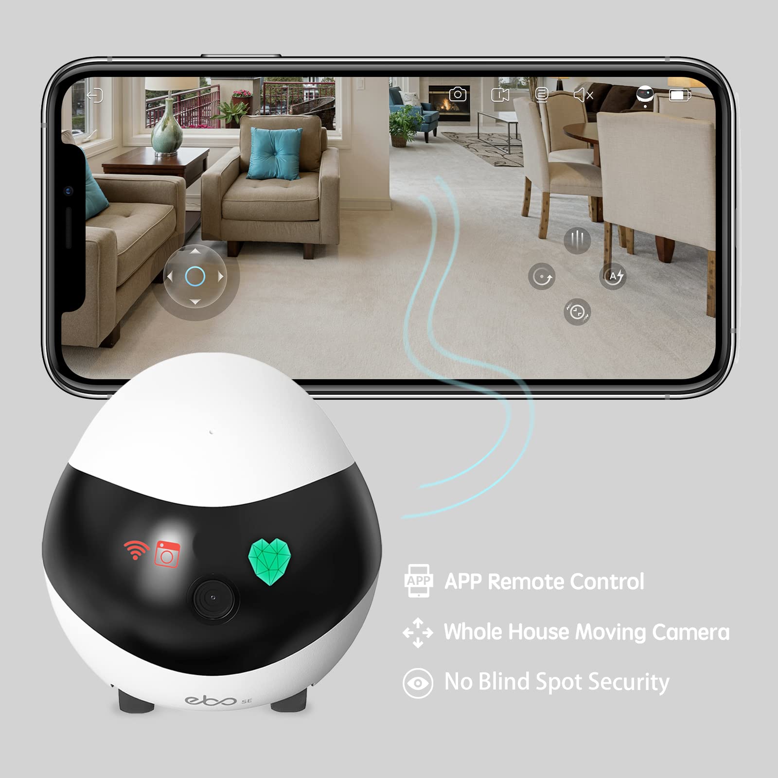 Enabot EBO SE FamilyBot: 1080P Indoor Pet Camera Robot with Auto-Recharge