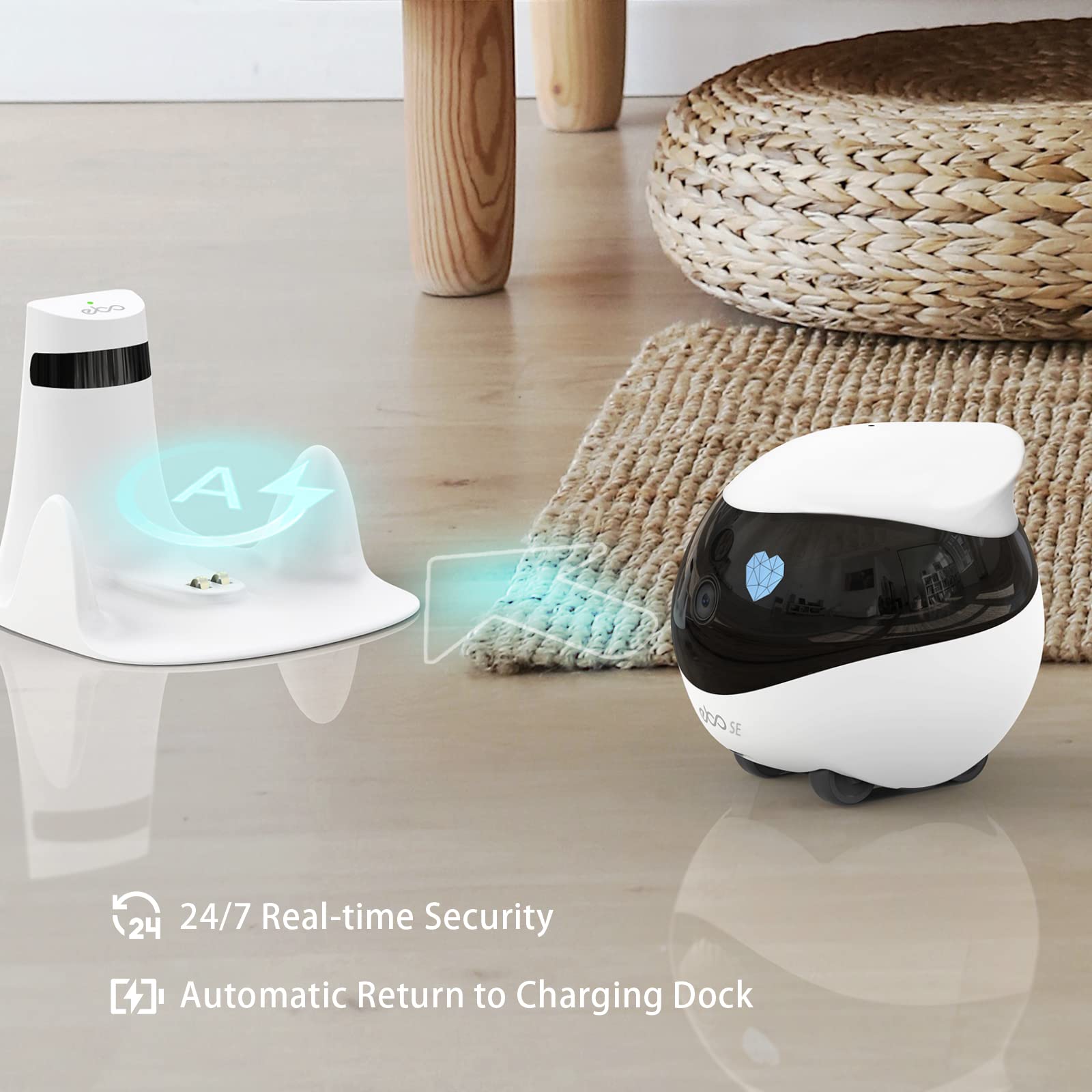 Enabot EBO SE FamilyBot: 1080P Indoor Pet Camera Robot with Auto-Recharge