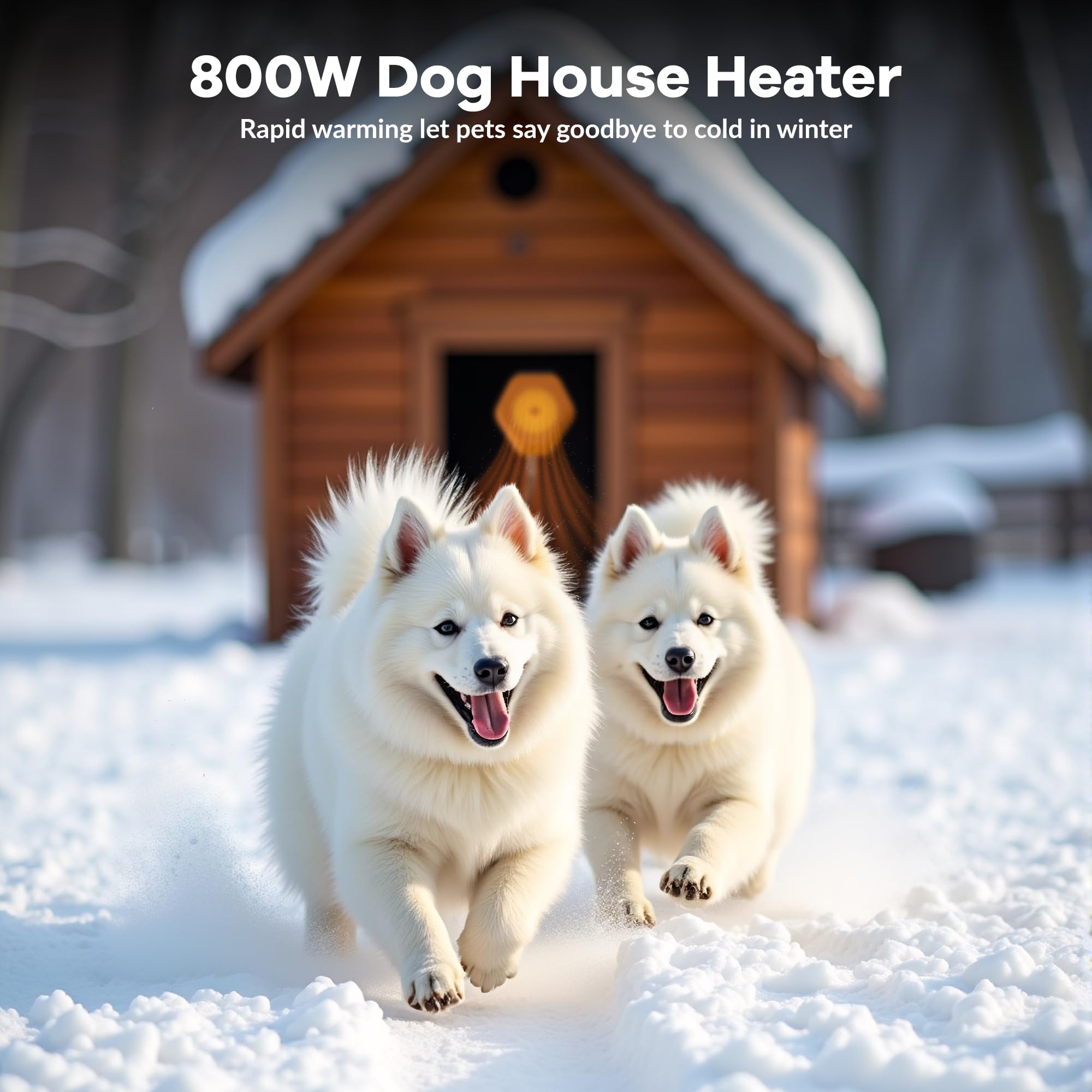 Engtesy 800W Dog House Heater – Overheat Protection, Adjustable Digital Heating, 9.8ft Cord