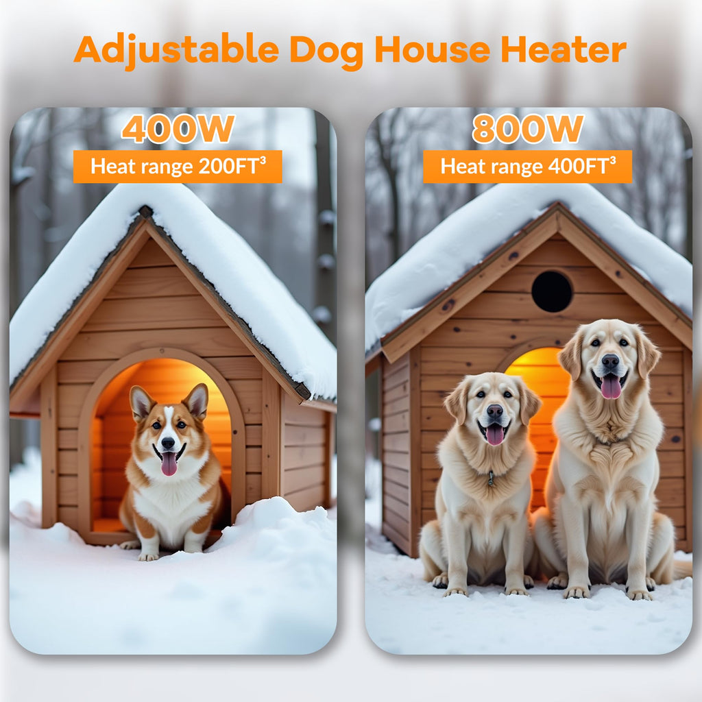 Engtesy 800W Dog House Heater – Overheat Protection, Adjustable Digital Heating, 9.8ft Cord