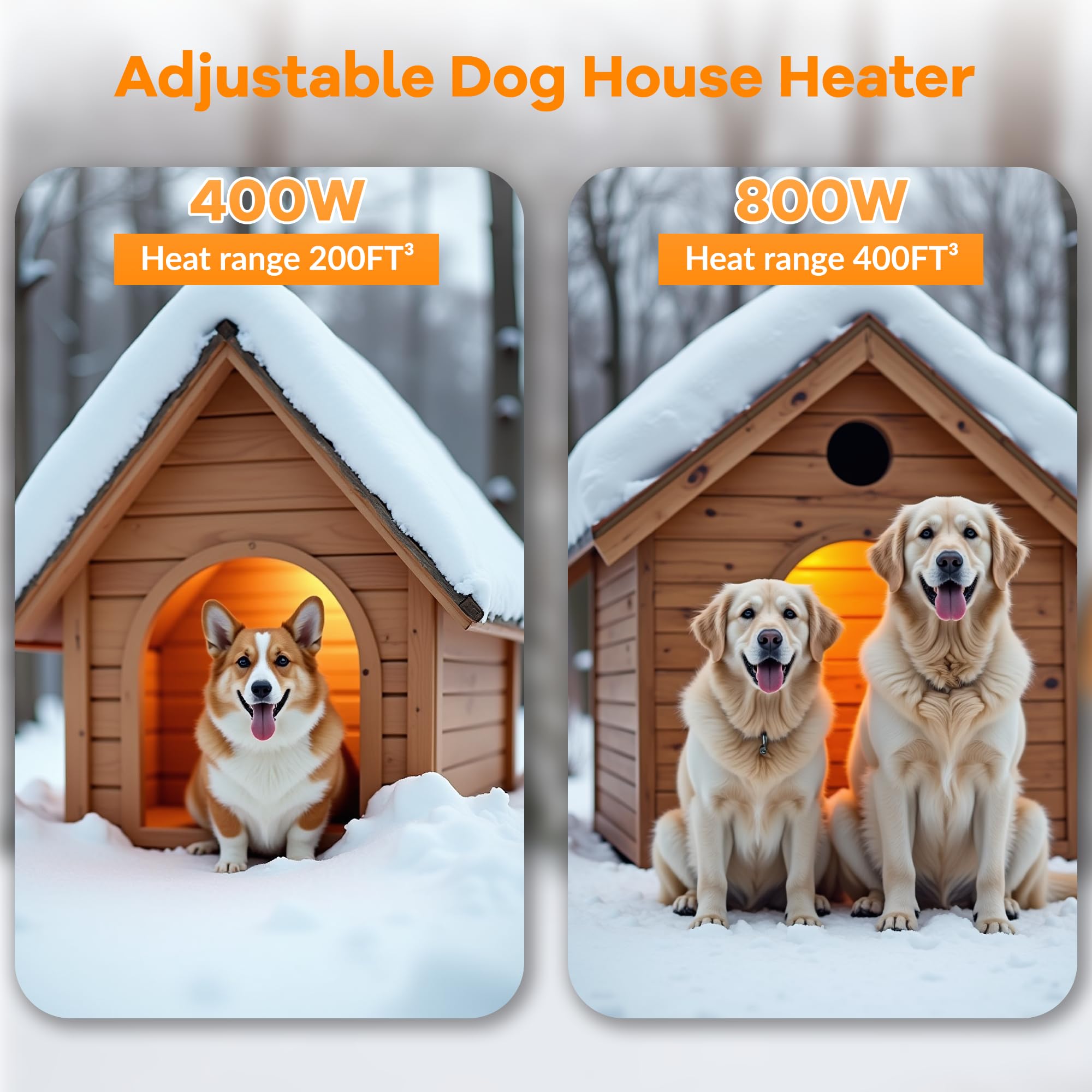 Engtesy 800W Dog House Heater – Overheat Protection, Adjustable Digital Heating, 9.8ft Cord