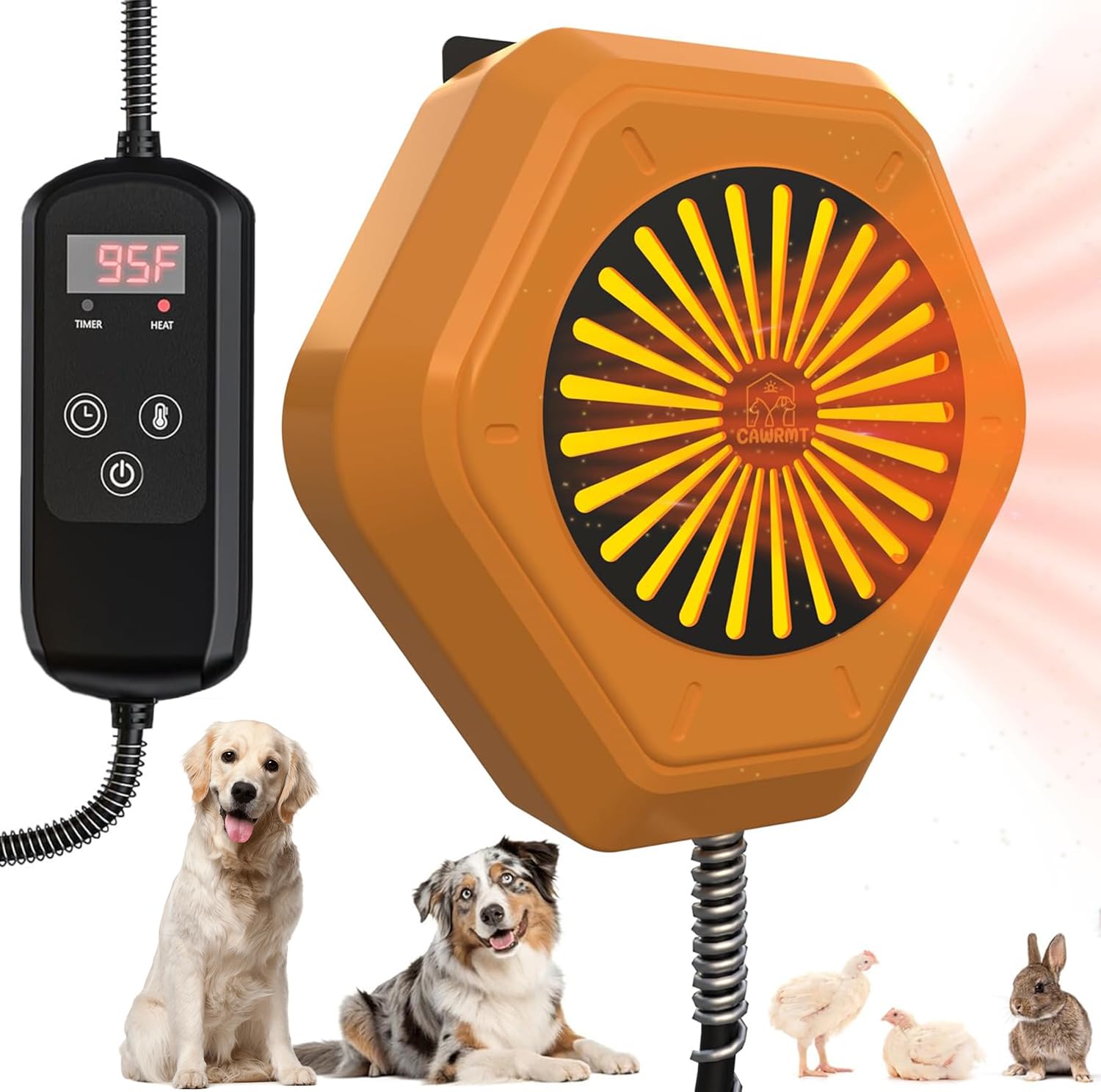 Engtesy 800W Dog House Heater – Overheat Protection, Adjustable Digital Heating, 9.8ft Cord