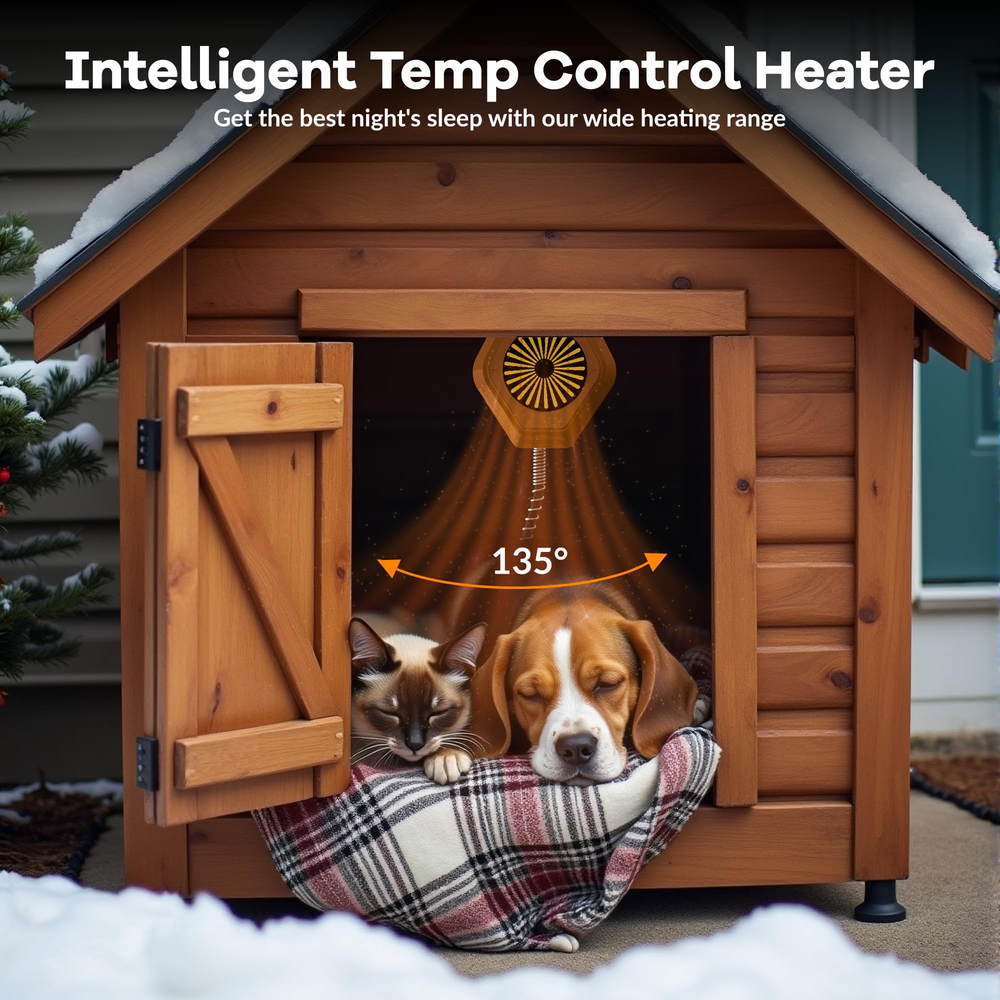 Engtesy 800W Dog House Heater – Overheat Protection, Adjustable Digital Heating, 9.8ft Cord