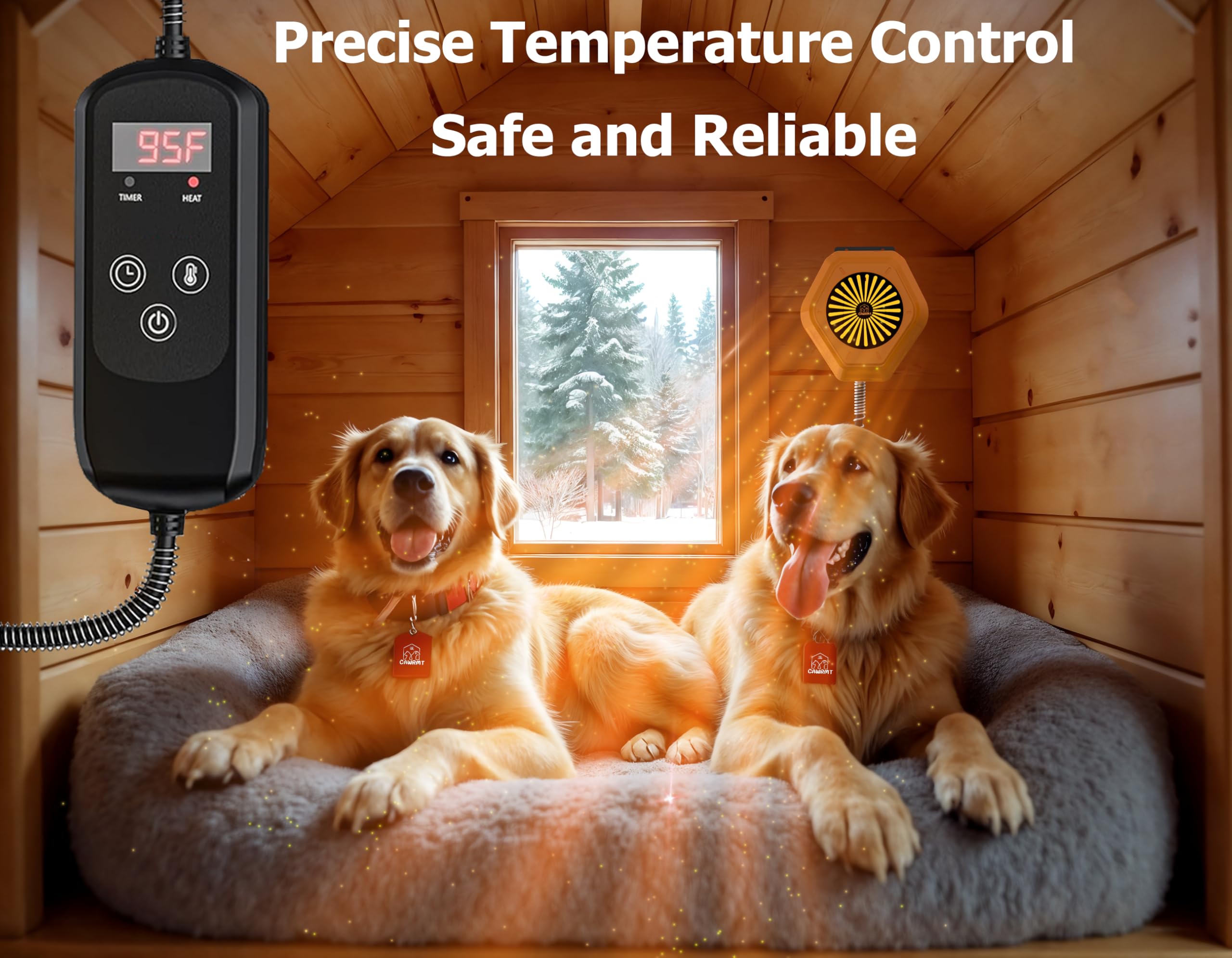 Engtesy 800W Dog House Heater – Overheat Protection, Adjustable Digital Heating, 9.8ft Cord