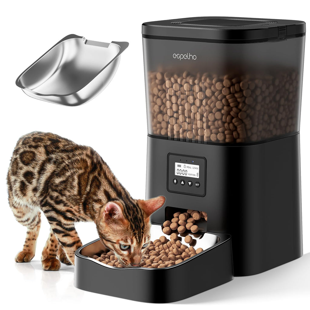 Espelho Automatic Cat Feeder — 4L Timed Dispenser, 1–6 Meals, Voice Recorder