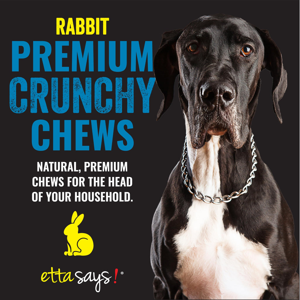 etta says! Premium Crunchy 7-inch Rabbit Dog Chews - Grain-Free, Easy to Digest - Made in USA (20 Count)