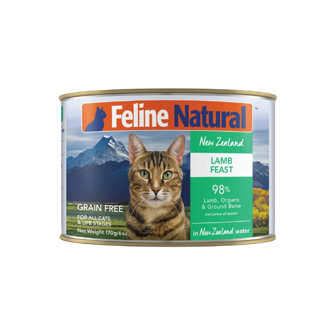 Feline Natural New Zealand Lamb Feast Wet Cat Food – Grain-Free, High-Protein, 6 oz (12 Pack)