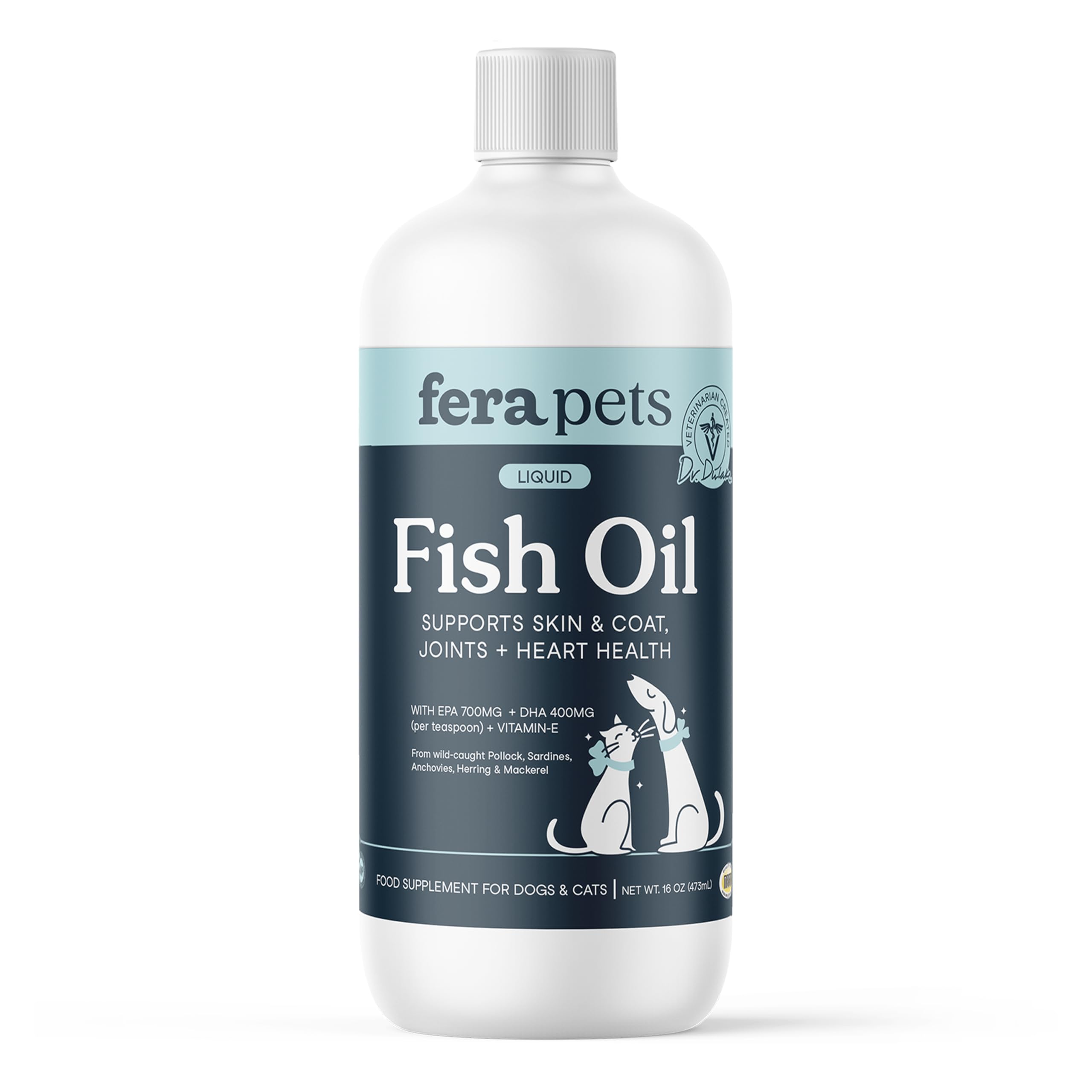 Fera Pets Fish Oil Omega-3 for Dogs & Cats — Joints, Heart, Skin & Coat Health (16 oz)