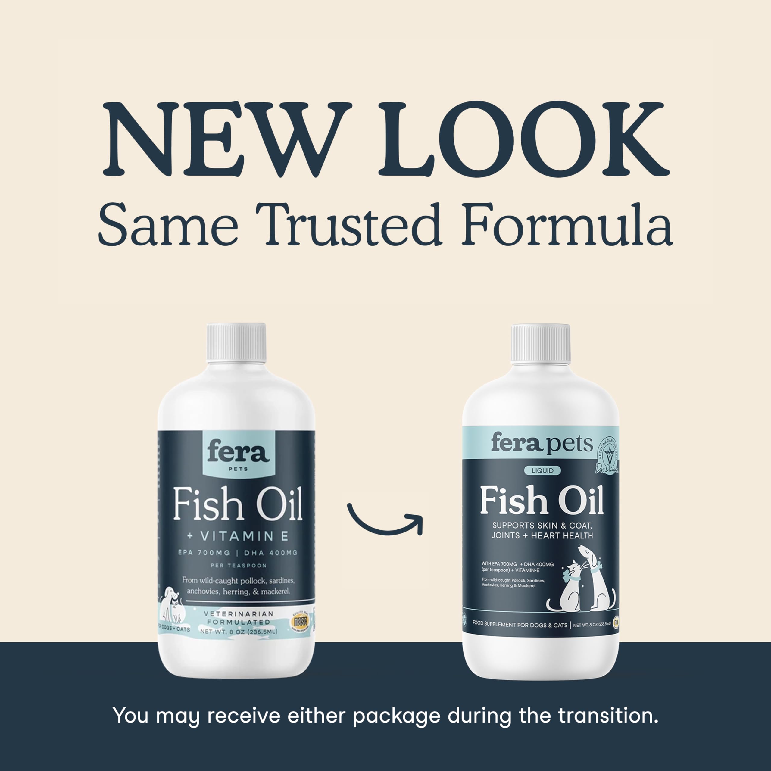 Fera Pets Fish Oil Omega-3 for Dogs & Cats — Joints, Heart, Skin & Coat Health (16 oz)