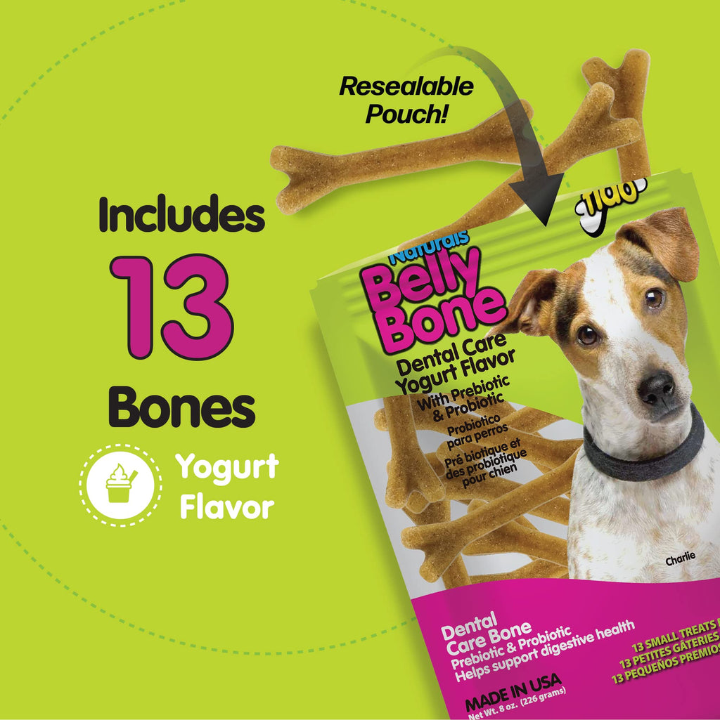 Fido Belly Bones for Small Dogs – Yogurt Flavored Dental Treats, 3-Pack (39 Bones), USA Made