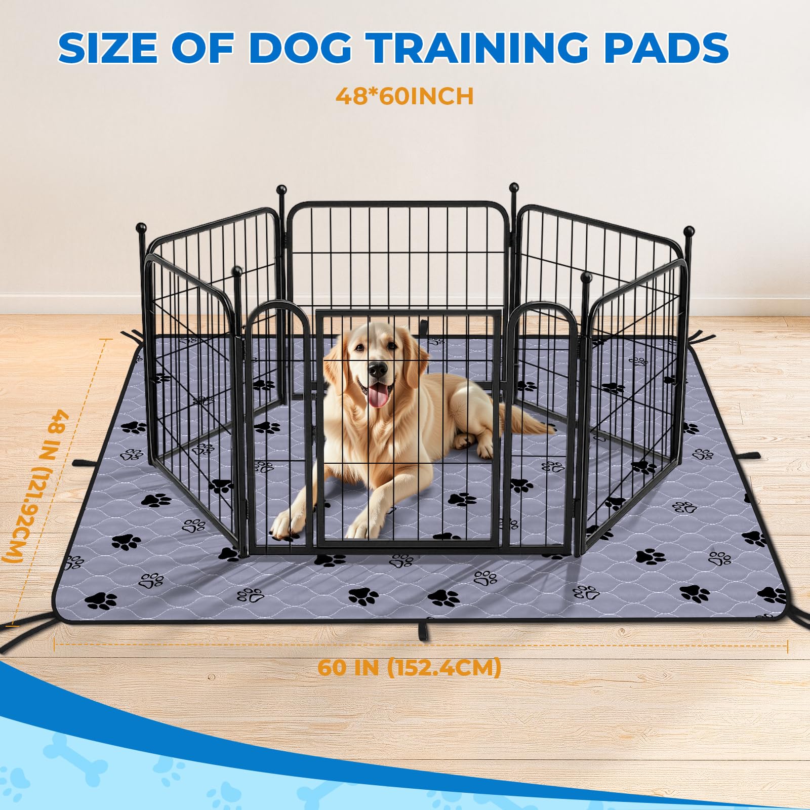 Fostanfly Non-Slip Washable Pee Pads — 2 Pack, 48x60, Ultra-Absorbent & Leak-Proof
