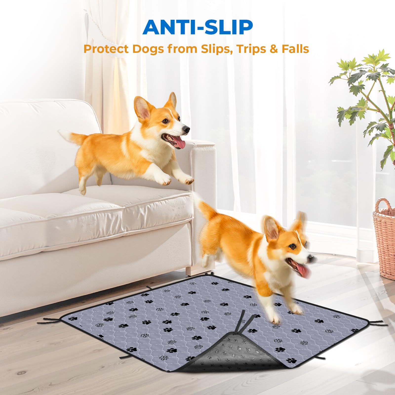 Fostanfly Non-Slip Washable Pee Pads — 2 Pack, 48x60, Ultra-Absorbent & Leak-Proof